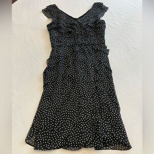 ADRIANNA PAPELL Ruffle Top Sleeveless Polla Dot Dress, Size 8.